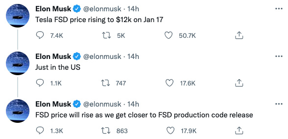 Fsd tweet elon jan 22