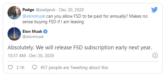 Tweet Fsd tweet elon subscription