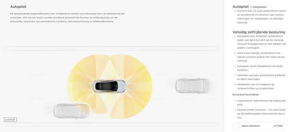 Tesla Volledig Zelfrijdende Besturing (aankoop) Tesla Volledig Zelfrijdende Besturing (aankoop)