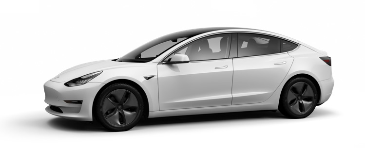 Tesla Model 3 Short Range - wit met standaard velgen Tesla Model 3 Short Range - wit met standaard velgen